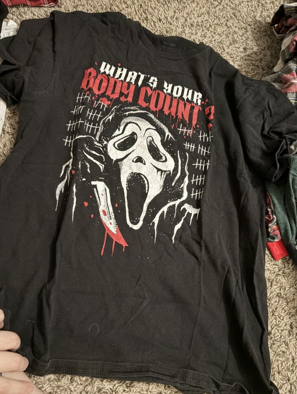 Black Graphic Horror Skull Tee - Unbranded